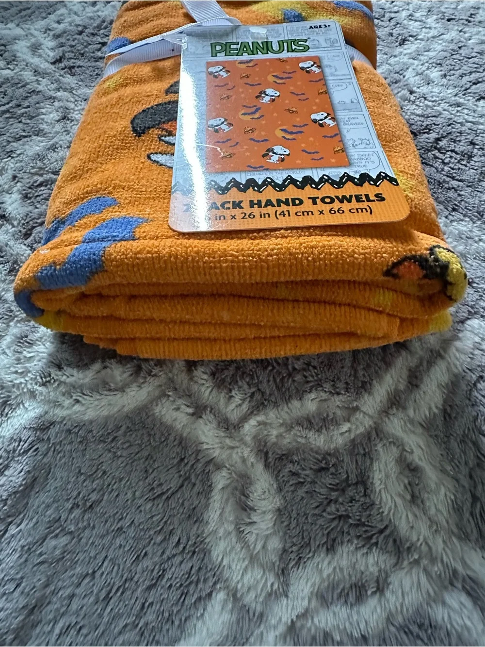 Peanuts Snoopy Orange Halloween Hand Towels - 2 Pack 16” x 26”